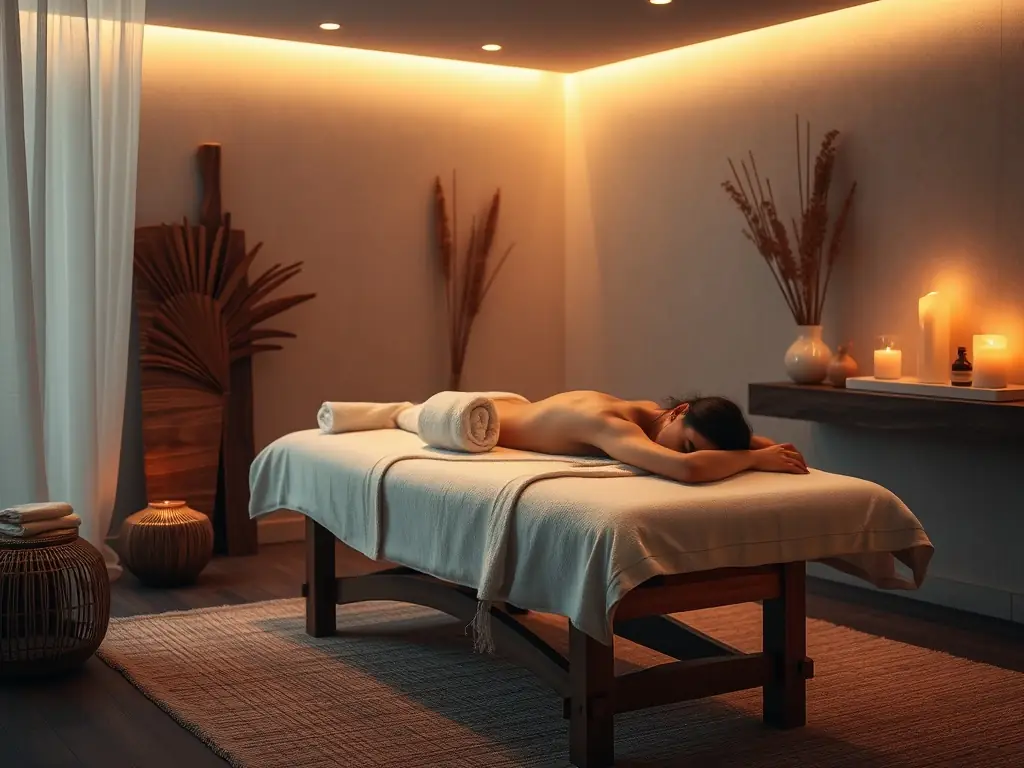 A woman is receiving a relaxing massage at a spa.